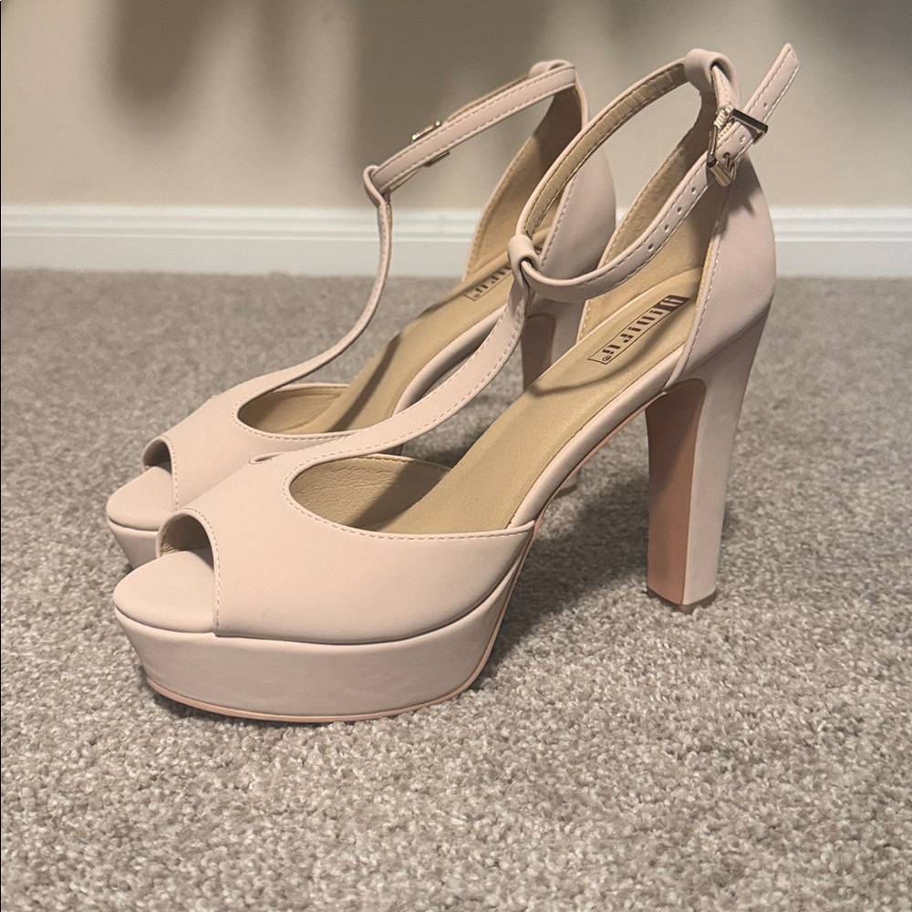 Elegant Cream Ankle Strap Heels